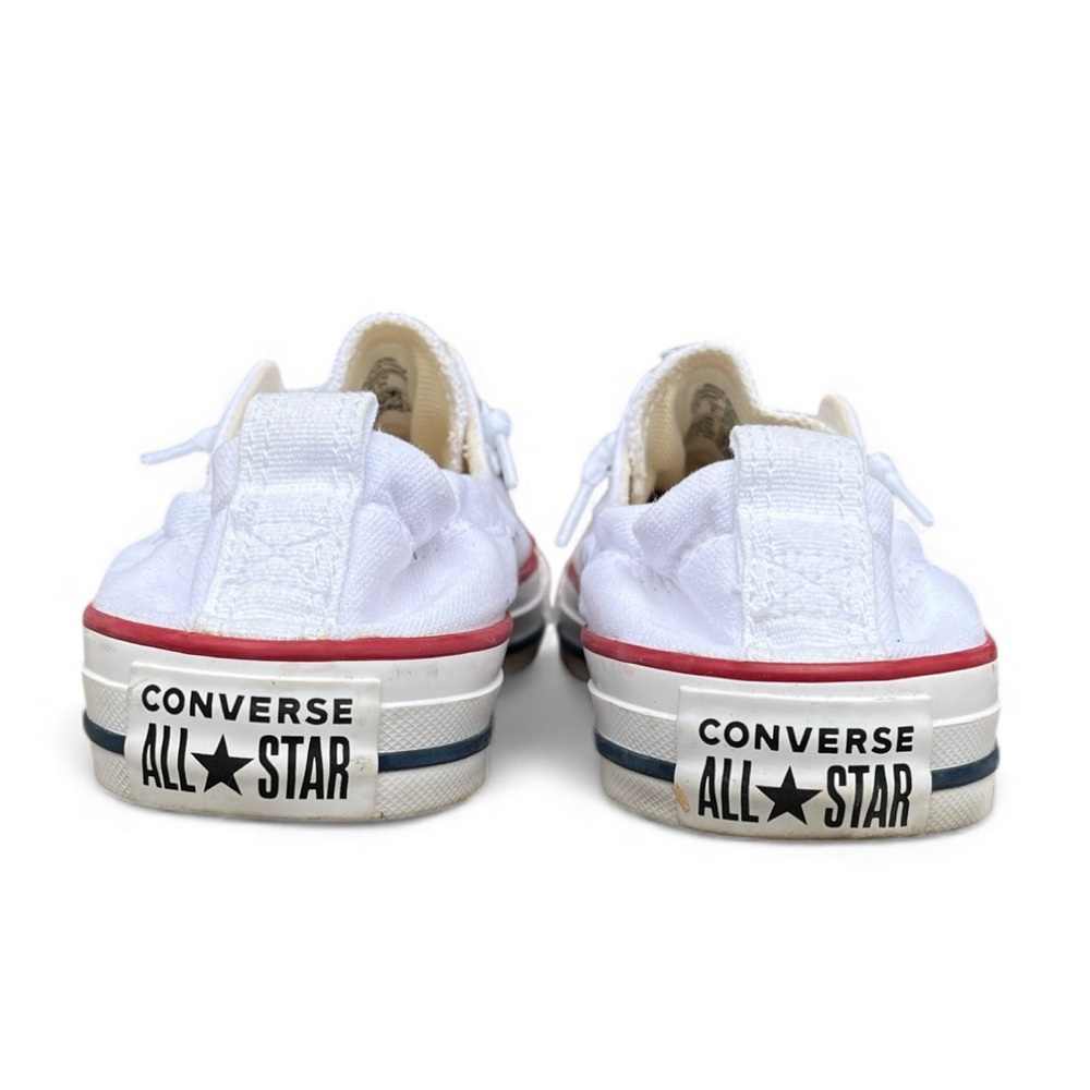 Converse White Sneakers with Red and Navy Stripe - Picture 8 of 13